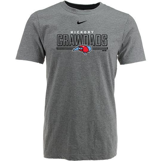 Hickory Crawdads Gray Nike Core Tee