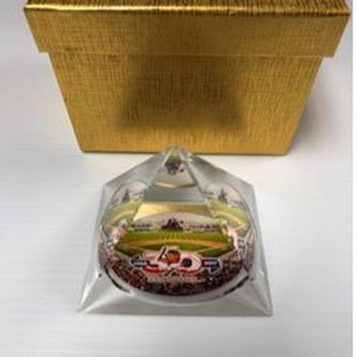 Buffalo Bisons 30th Anniversary Glass Pyramid Paperweight