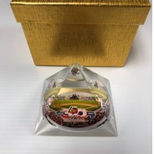 Buffalo Bisons 30th Anniversary Glass Pyramid Paperweight