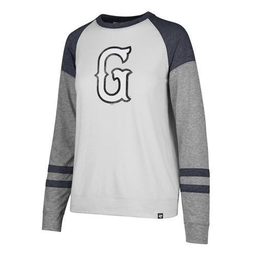 Greenville Drive 47 Brand Ladies White G long sleeve pullover