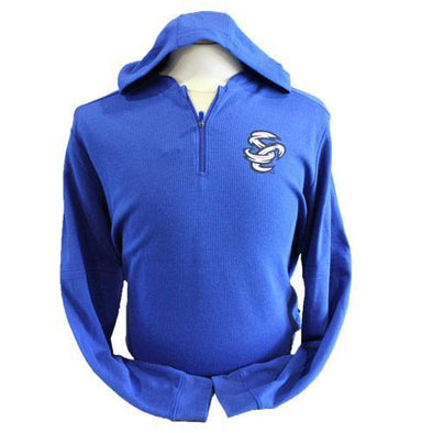 Omaha Storm Chasers Men's Majestic Royal Authentic BP Waffle Hood