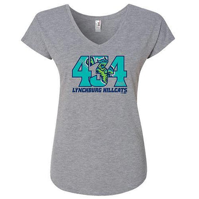 Lynchburg Hillcats Grey Area Code V-Neck