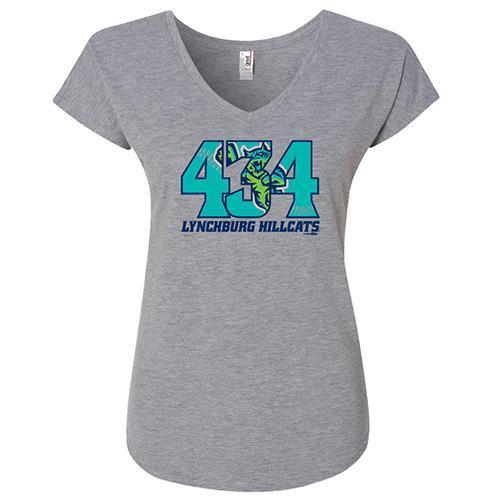 Lynchburg Hillcats Grey Area Code V-Neck