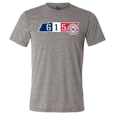 Nashville Sounds Grey Brush 615 Tri-Blend Tee