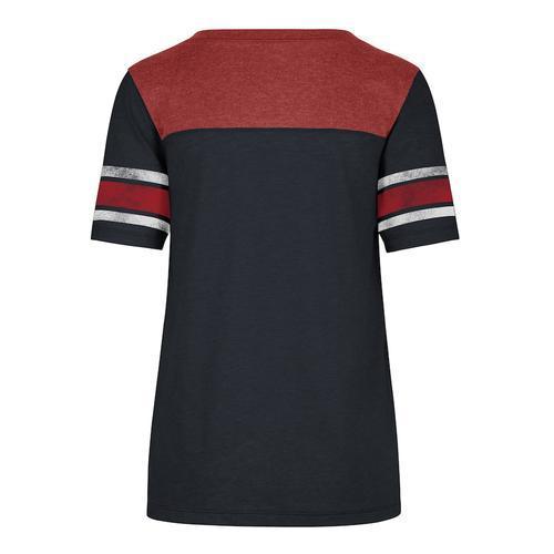 Iowa Cubs Women's Match Sleeve Stripe Tee, Fall Navy