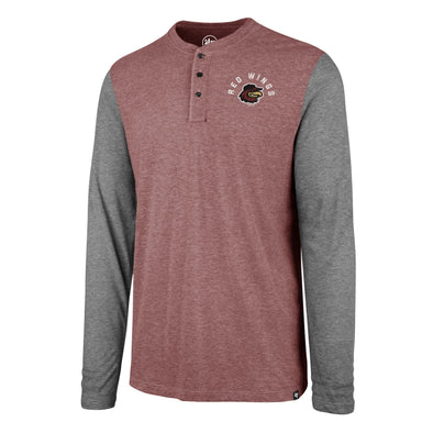 Rochester Red Wings Red/Grey Long Sleeve Henley Tee
