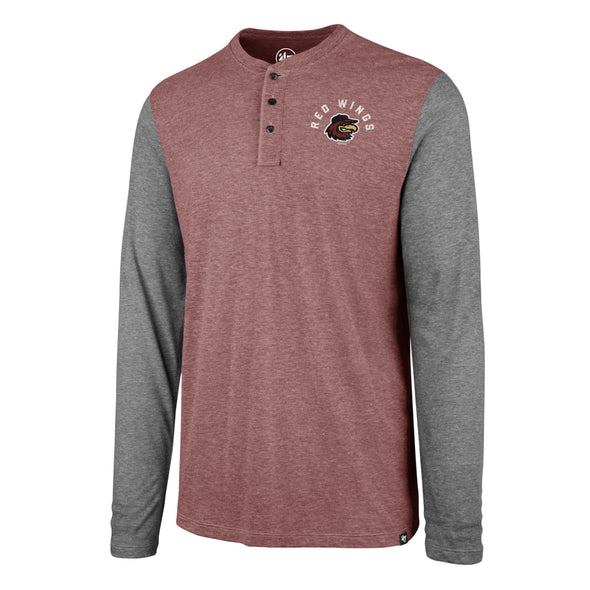 Rochester Red Wings Red/Grey Long Sleeve Henley Tee