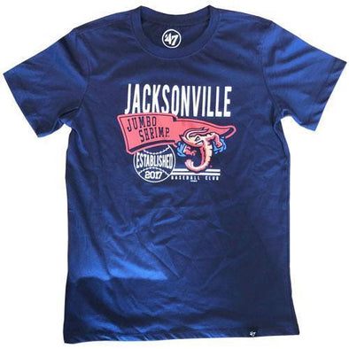 Jacksonville Jumbo Shrimp '47 Youth Navy Pennant Tee