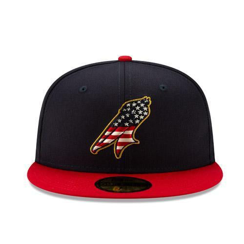 MYRTLE BEACH PELICANS 2019 MYRTLE BEACH PELICANS STARS AND STRIPES 59FIFTY CAP