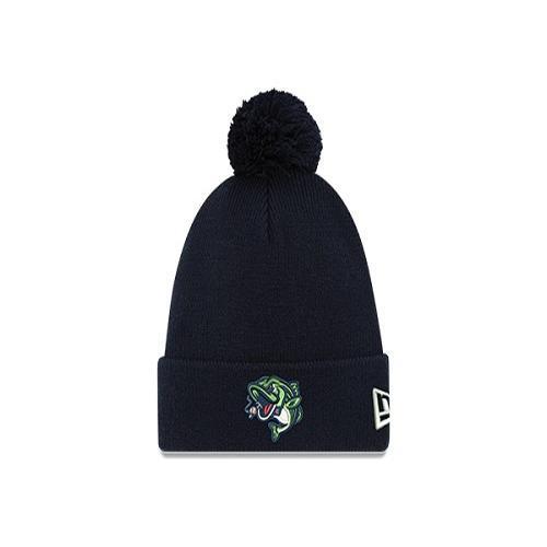 NEW ERA STRIPERS NAVY KNIT POM HAT
