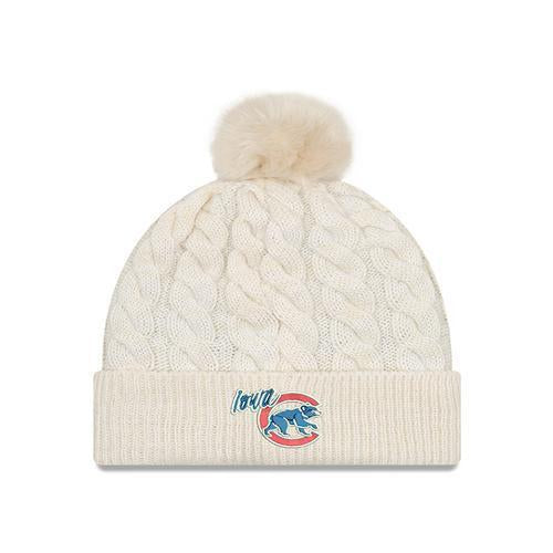 Iowa Cubs Women's Cable Knit Pom, Ivory