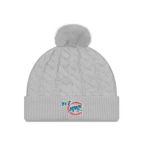 Iowa Cubs Women's Cable Knit Pom, Gray