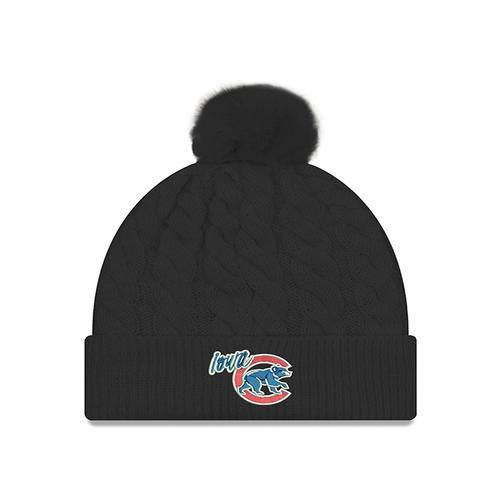 Iowa Cubs Women's Cable Knit Pom, Black