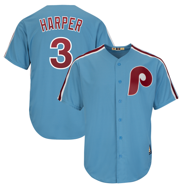 Bryce Harper Philadelphia Phillies Majestic Cool Base Cooperstown Player Jersey - Light Blue