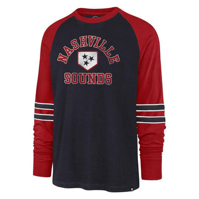 Nashville Sounds '47 Brand Navy & Red Wind Up Raglan Tee