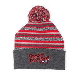 KNIT CAP RED/BLACK/GREY STRIPE TRASH PANDAS