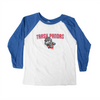 108 YOUTH RAGLAN WHITE/BLUE TEE