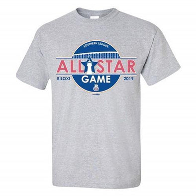 Biloxi Shuckers Tee-All Star Full Logo Gray