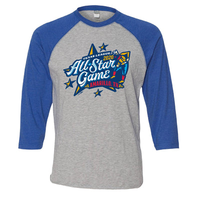 Amarillo Sod Poodles Royal/Grey All Star Game 3/4 Raglan Tee