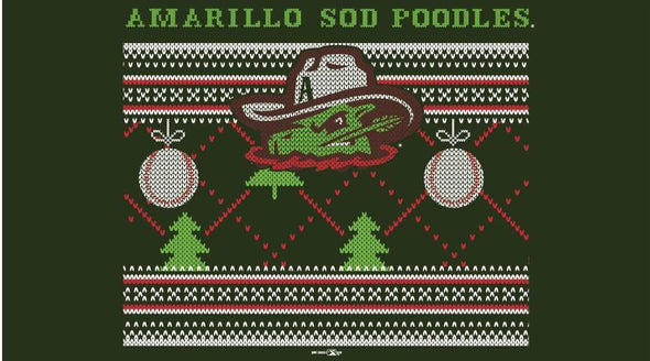 Amarillo Sod Poodles Forest Green Adult Christmas L/S Tee