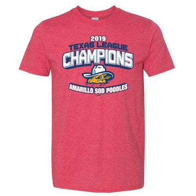 Amarillo Sod Poodles Heather Red Texas League Champions Tee