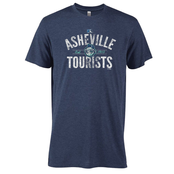 Asheville Tourists Grey/Navy Est. 1915 with Moon Head T-Shirt