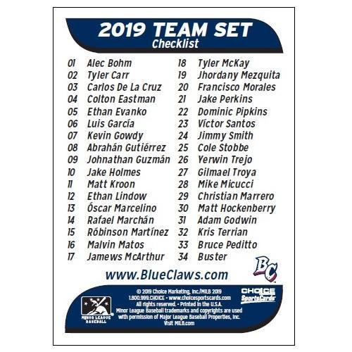 Lakewood BlueClaws 2019 BlueClaws Team Set