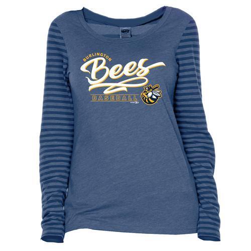 Burlington Bees Ladies LS Navy Striped Tee