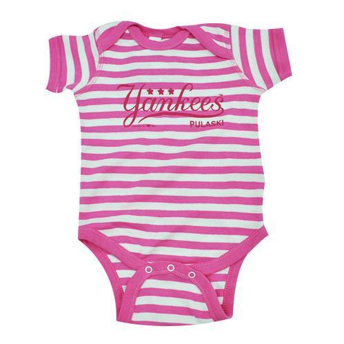 Pulaski Yankees Onesie - Pink Stripes