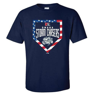Omaha Storm Chasers Youth BR Navy Base Flag Tee