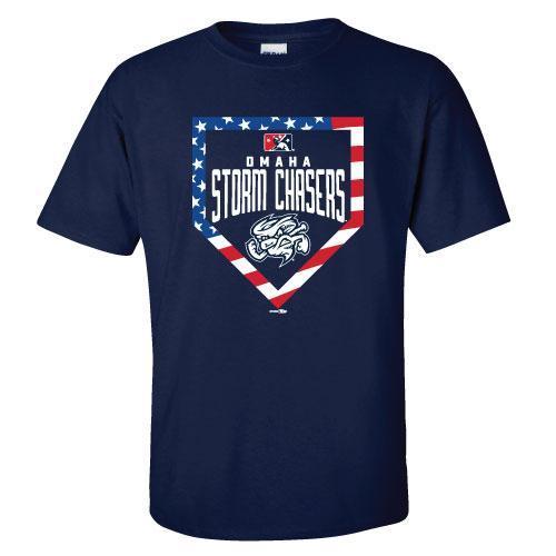 Omaha Storm Chasers Youth BR Navy Base Flag Tee