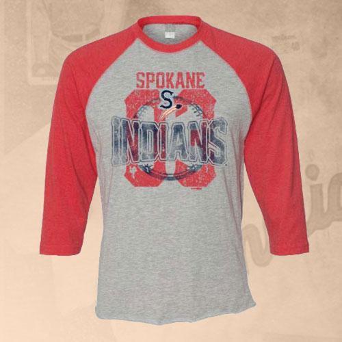 Spokane Indians Baseball Tee Heather w/Red Gridlock