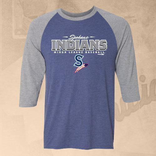 Spokane Indians Heather Blue Baseball Tee