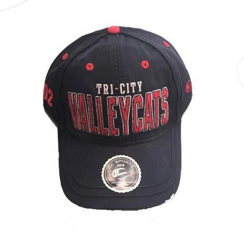 Tri-City ValleyCats Black Washed Twill Adjustable Cap