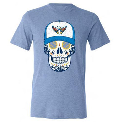 Myrtle Beach Pelicans COPA 108 STITCHES PELICANOS DE MYRTLE BEACH HEATHERED BLUE SUGAR SKULL TEE