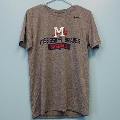 Mississippi Braves Braves Baseball Grey Poly Tee