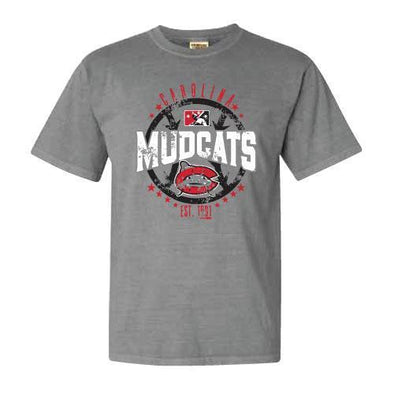 Carolina Mudcats Grey Arranged Comfort Colors Tee