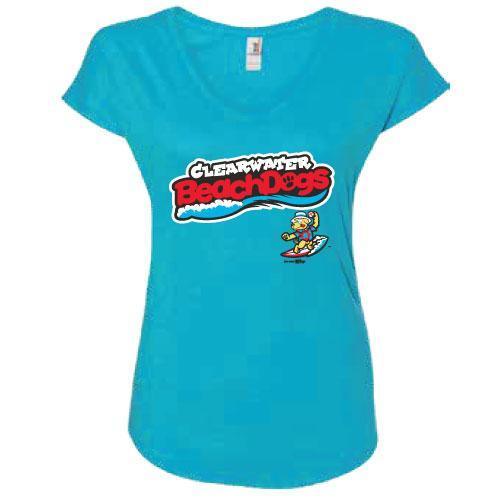 Clearwater Threshers CLEARWATER BEACH DOGS TEE V NECK HEATH SCRIPT