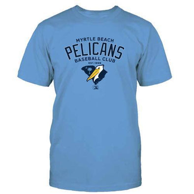 MYRTLE BEACH PELICANS TEE CAROLINA BLUE BACKSTOP TEE