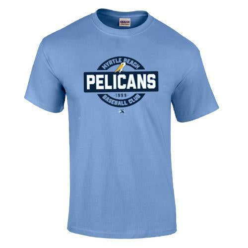 MYRTLE BEACH PELICANS TEE CAROLINA BLUE WHEELS TEE