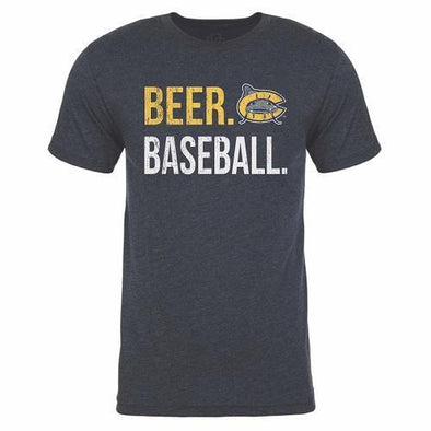 Carolina Mudcats Navy Beer Baseball Tee