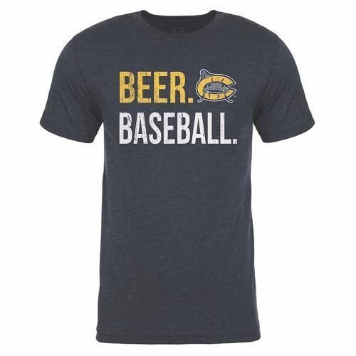 Carolina Mudcats Navy Beer Baseball Tee