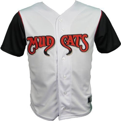 Carolina Mudcats Adult White/Black Sleeve Replica Jersey