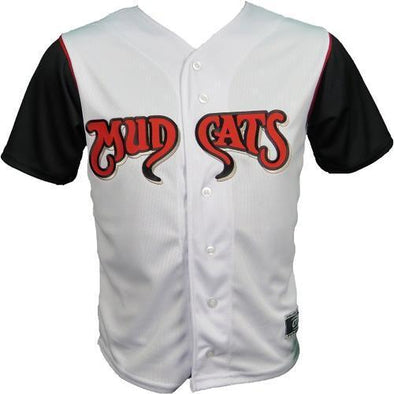 Carolina Mudcats Youth White/Black Sleeve Replica Jersey