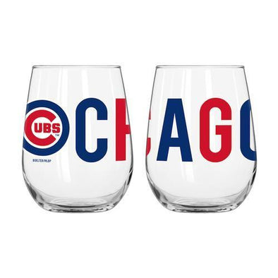 Chicago Cubs Overtime Curved Wine Glass