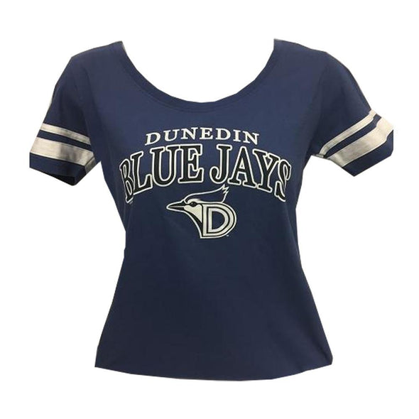 Dunedin Blue Jays DBJ Royal 1/2 Back Scoop Womens Tee