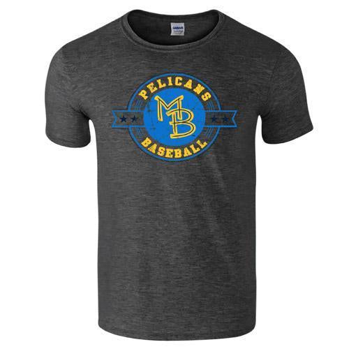 MYRTLE BEACH PELICANS VANTAGE APPAREL DARK HEATHER BADGE TEE