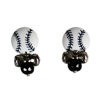 EARRINGS BBALL BLK/WHT, SACRAMENTO RIVER CATS