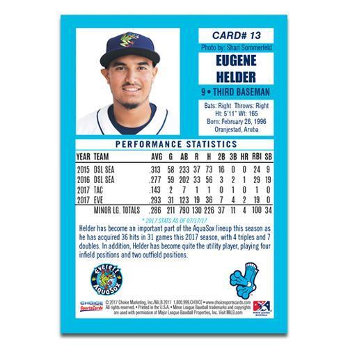 Everett AquaSox 2017 Baseball Card Set