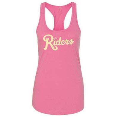 Women's Pink Riders Script Razorback Tank Top